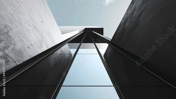 Fototapeta Minimalism architectural concept wallpaper: showcasing clean lines, simple geometries, and a monochromatic palette, emphasizing modernity and simplicity through sleek composition and minimal elements