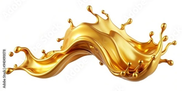 Fototapeta 3D Render of a Golden Liquid Splash, 3D Render, Golden Liquid, Splash , liquid, gold, splash