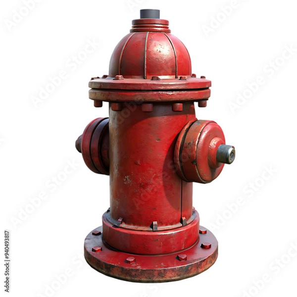 Obraz A vibrant red fire hydrant system isolated on transparent background