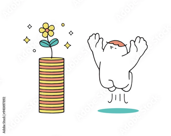 Obraz お金が育って大喜びするヒト