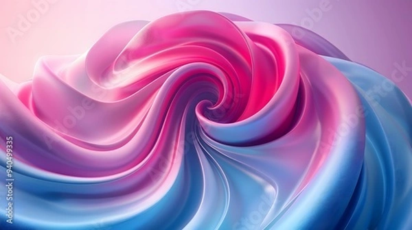 Fototapeta Solid blue and raspberry mix background with a very unique wavy spiral shape