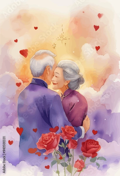 Obraz Elderly couple sharing a tender moment