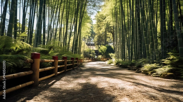 Fototapeta Serene Path Through a Lush Bamboo Forest