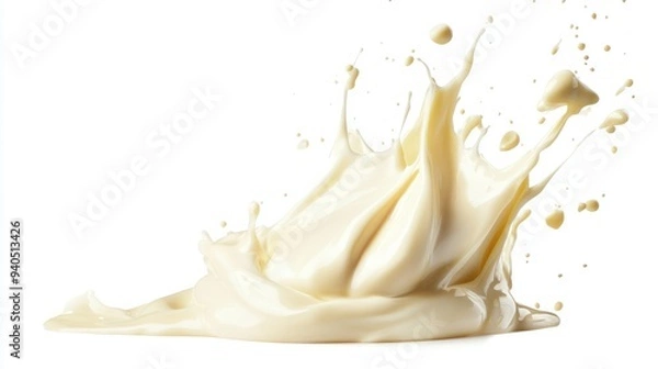 Fototapeta Splashing Condensed Milk Isolated on White Background