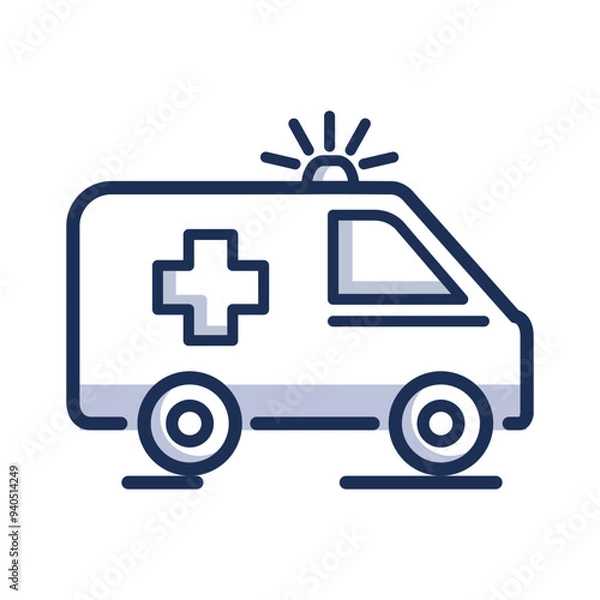 Fototapeta Ambulance, emergency car icon graphic  illustration