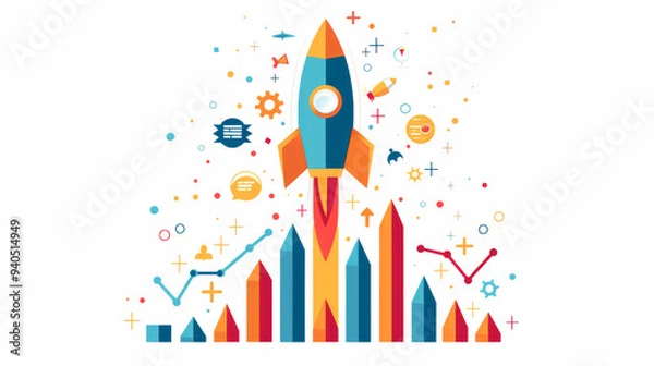 Fototapeta 成長するグラフのイラスト