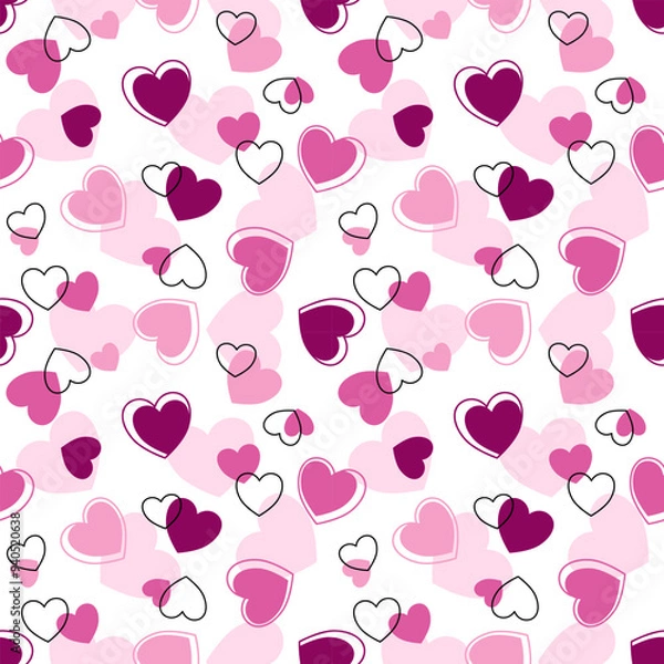 Fototapeta Seamless pattern with hand drawn heart.