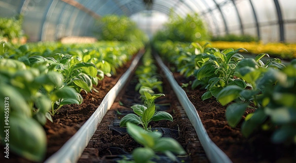 Obraz Organic greenhouse. Generative AI.