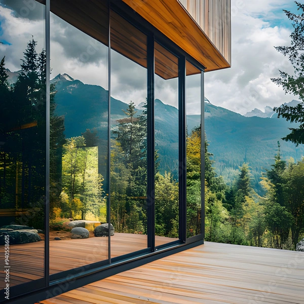 Obraz view from the window of a house. Generative AI