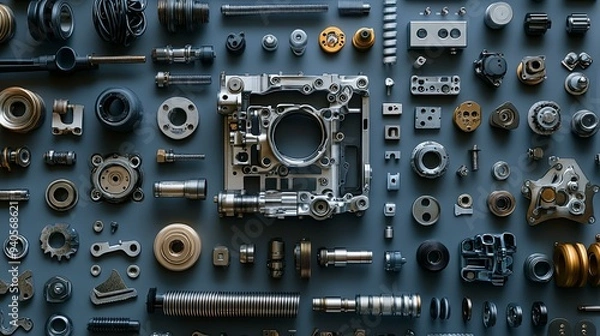 Fototapeta Precision Engineering. Detailed photography of car components emphasizing precision concept.