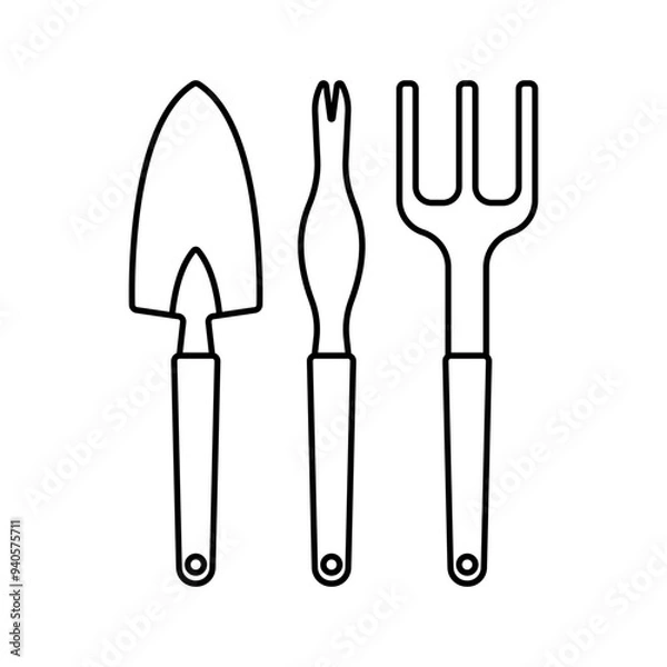 Obraz Garden tools line icon editable stroke vector clipart