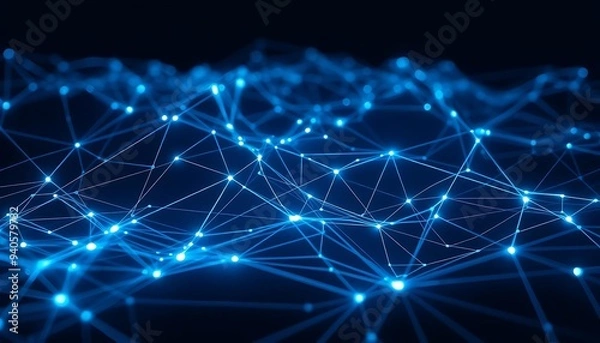 Fototapeta Infinite Network: Illuminated Lines in a Dark Digital World