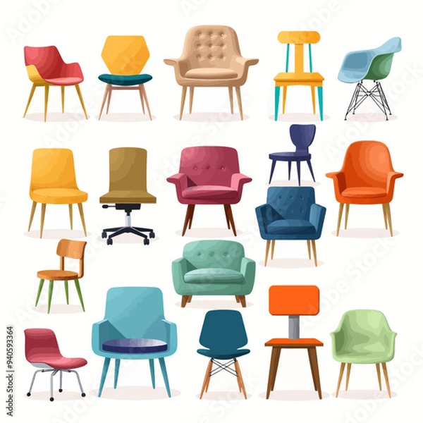 Fototapeta Modern Chairs Collection: 20 Different Designs for Contemporary Living Spaces