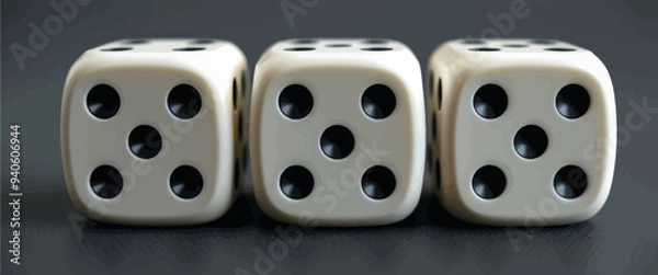 Obraz Three white dice with black dots