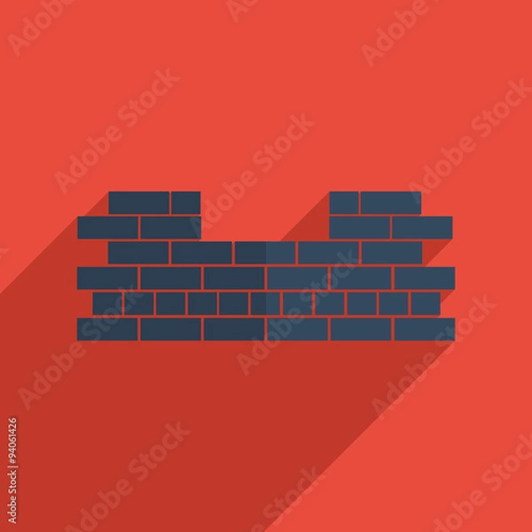 Fototapeta Flat icons modern design with shadow of brickwork