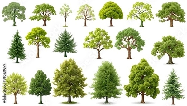 Fototapeta Diverse Tree Varieties for Natural Illustrations
