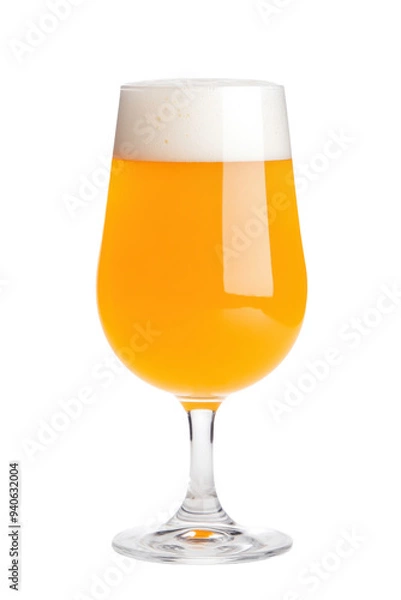 Fototapeta A refreshing glass of craft beer with a frothy head, perfect for any celebration or casual gathering.