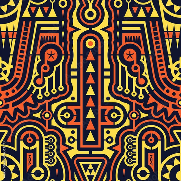 Fototapeta Seamless Futuristic Modern Art Pattern in Techno Style