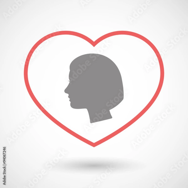 Fototapeta Line heart icon with a female head