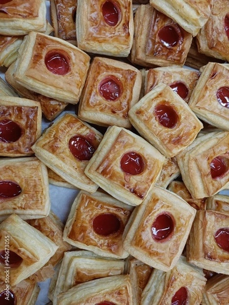 Obraz stack of strawberry croissants