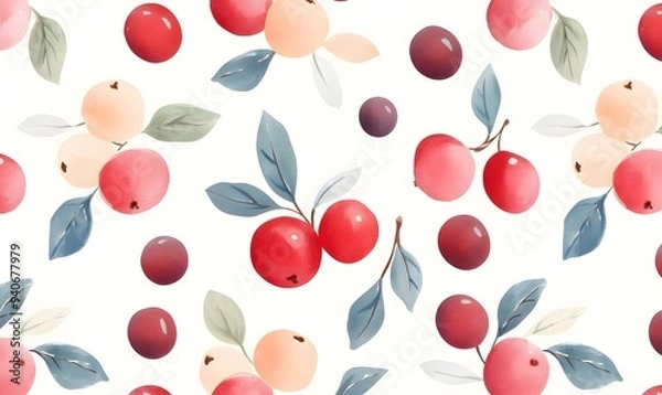 Fototapeta cranberry illustration pattern , Generative AI