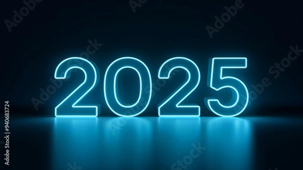 Fototapeta Neon Numbers 2025 New Year Celebration