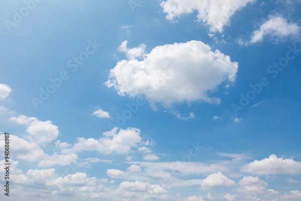 Fototapeta Clear Blue Sky with White Clouds