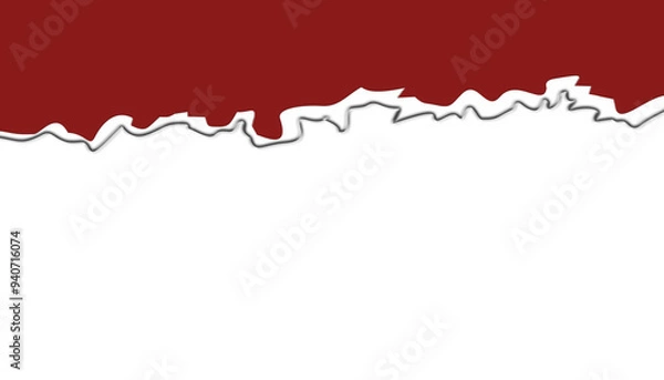 Fototapeta Abstract wallpaper of torn paper with red and white patterns on a transparent background. Suitable for book covers, posters, banners