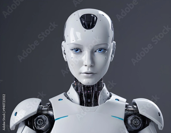 Obraz Beautiful female robot with artificial intelligence