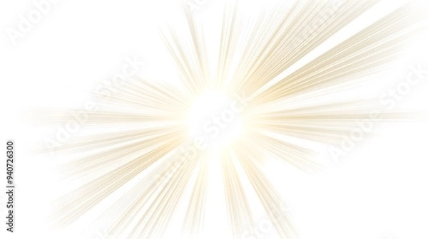 Fototapeta Starburst Effect: A radiant starburst effect with light beams shooting outward, perfectly centered on a white background.
