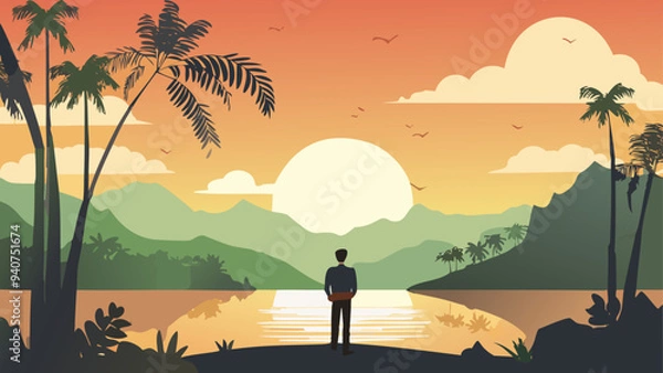 Fototapeta sunset in the forest