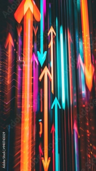 Fototapeta Neon Arrows Abstract: A Symphony of Light and Motion