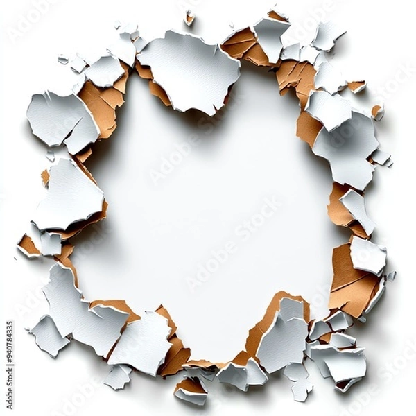 Fototapeta A textured design featuring a torn paper effect, revealing a blank space for creativity and versatility in visual projects.