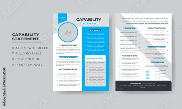 Fototapeta capability statement Template Design for your company or capability statement Colorful layout