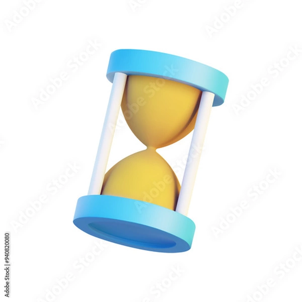 Fototapeta 3D rendering of multiple hourglasses isolated on a white background. High-quality vector illustration showcasing time management and the concept of passing time. education, and productivity themes