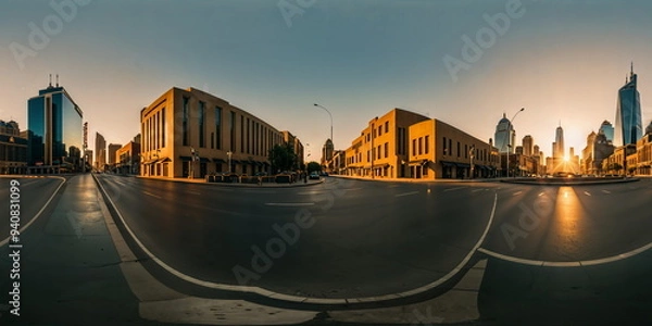 Obraz Full 360 degrees seamless spherical panorama HDRI equirectangular projection of An atmospheric urban street. Texture environment map for lighting and reflection source rendering 3d scenes.	
