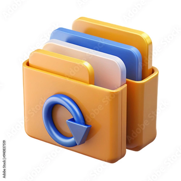 Fototapeta Folders for backup icon 3d cartoon style illustration