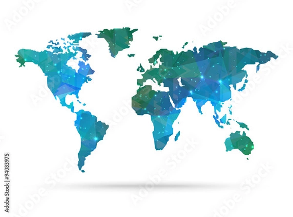 Obraz Sparkle diamond vector world map