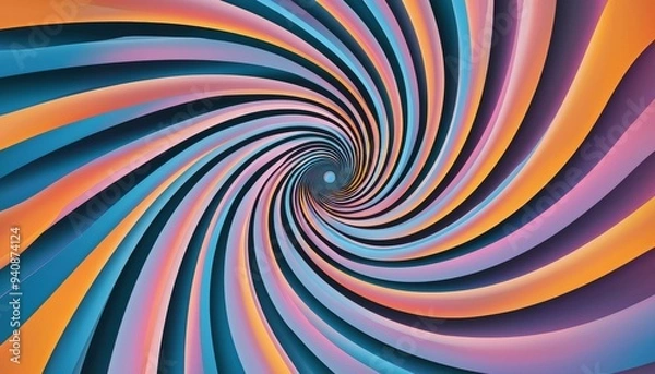 Fototapeta A psychedelic spiral with concentric rings of vivid colors and complex, swirling patterns drawing the viewer into the center