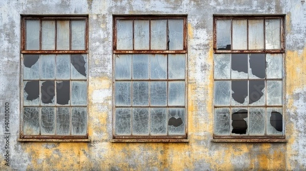 Obraz Abandoned factory with broken windows