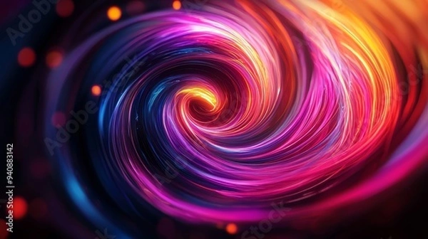 Obraz A swirling vortex of neon colors and fractal patterns, creating a mesmerizing, hypnotic effect