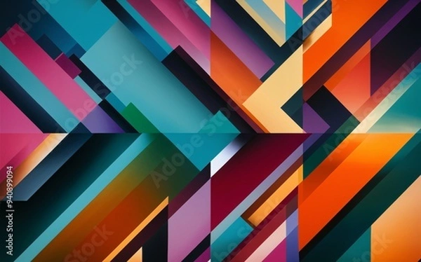 Fototapeta Vibrant Geometric Shapes Abstract Background with Overlapping Elements
