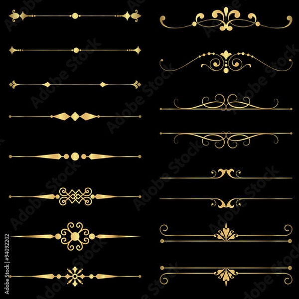 Fototapeta Gold Rule Lines and Ornaments 