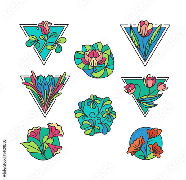 Obraz Colorful floral icons