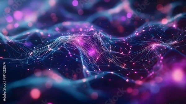 Fototapeta Abstract Pink & Blue Plexus Network Background