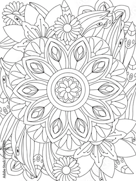 Obraz Flowers Coloring Book Pages Flowers Patterns