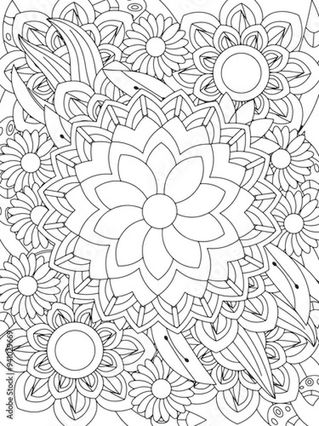 Obraz Flowers Coloring Book Pages Flowers Patterns