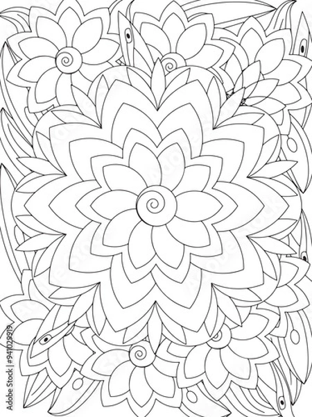 Obraz Flowers Coloring Book Pages Flowers Patterns