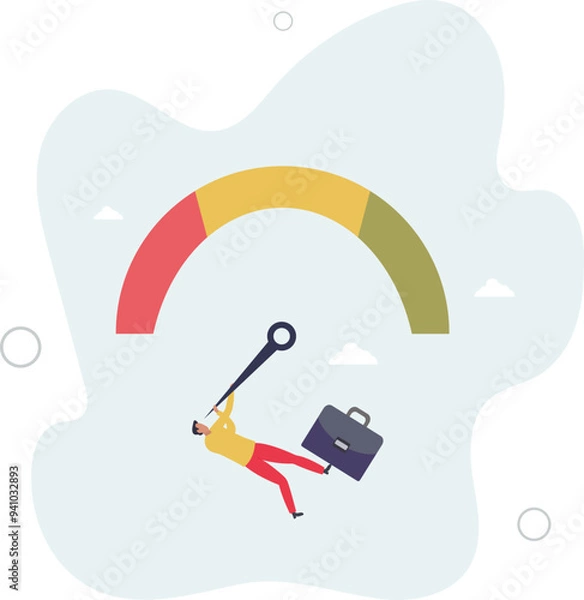 Fototapeta performance review, failure worker or credit score concept.flat design with people.