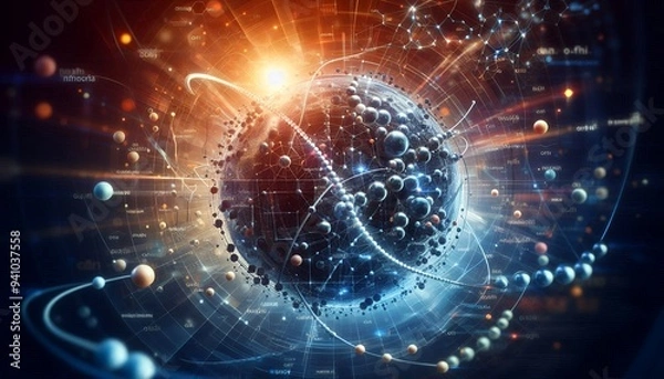 Fototapeta Closeup of an abstract biological and scientific molecular structure concept